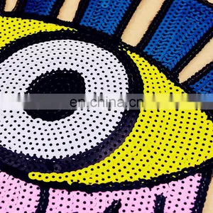 Sequins Patches Sewing Embroidery Patch EYE Motif Applique Sewing On Sequins thumbnail-3