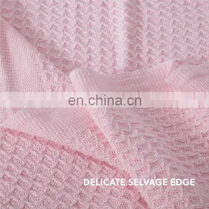 Nice Quality Breathable Pink Summer King Queen Waffle Cotton Blankets thumbnail-5