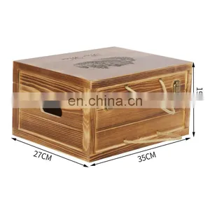 Factory Direct Sale Custom Handmade 6 Bottles Wooden Wine Gift Boxes Hinged Box for Wine thumbnail-4