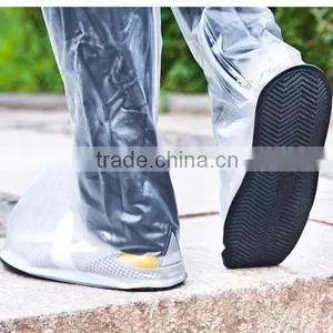 Black Upper White Transparent PVC Rain Shoe Covers Without Logo thumbnail-3