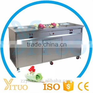 Free Ship to Mumbai, India / Large Capacity Double Pan Fried Ice Cream Roll Machine Made in China for Sale thumbnail-2