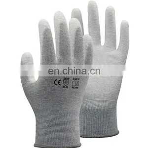 13 Gauge Copper Carbon Nylon With Fingertip Dipped ESD Anti Static PU Copper Work Gloves thumbnail-2