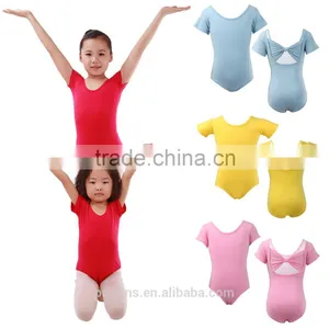Bowknot Back Spandex Red Kids Ballet Leotards thumbnail-1