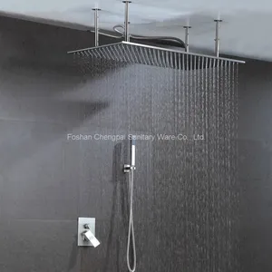 Large Size Shower Set Ceiling Mounted Rain Shower Head With Shower Arm Shower Mixer LED Light thumbnail-1