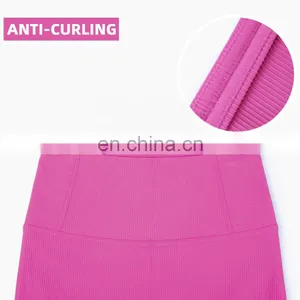 Custom Women Ribber Fabric Sport Set Girls Yoga Gymwear Wholesale Workout Set Fitness Clothing thumbnail-3