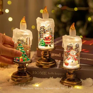 Snow Globe Candle Decor - 2025 LED Flameless Lights Crystal Ball for Bulk Christmas Party Decor thumbnail-1