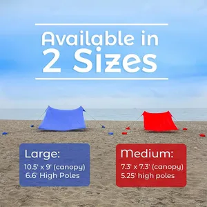 Portable Large UPF50 UV, Protection 4 Aluminum Poles Lycra Nylon Family Sun Shelter Canopy Tent Beach Shade With Sandbag Anchors thumbnail-2
