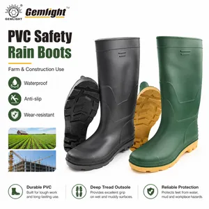 Waterproof PVC Safety Rain Boots Anti Slip Work Gumboots for Farm Construction Industry Wholesale thumbnail-4