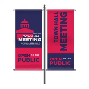 Promotion Custom Printed Logo Outdoor Events Displays Sublimation Campaign Advertising Double Sided PVC Street Light Pole Banner thumbnail-1