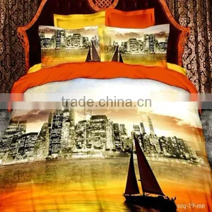 3D Reactive Dye Building Print Bedding Cotton Duvet Cover Bed Set thumbnail-1