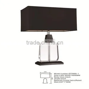 Modern k9 Crystal Table Lamp&home Table Lighting With Square Black Fabric Shade thumbnail-1