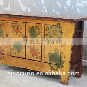 Asian Antique Vintage Hand Painted Mongolia Cabinet thumbnail-2