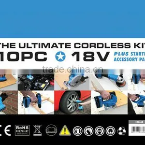10PC CORDLESS POWER TOOL KIT 18 VOLT 3 X Li-Ion BATTERIES thumbnail-4