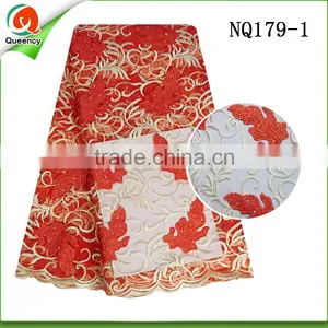 Wholesale Nigerian Fabric Tulle Lace African Fabricwith Flower Embroidered Designs NQ179-4 thumbnail-2