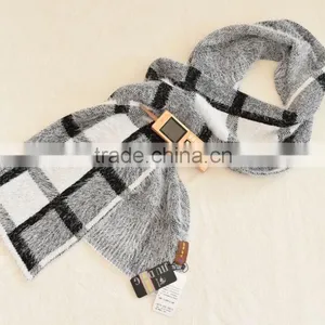 Two Tones Plaid FLEECE Men Winter Infinity Scarf Fashion Accessory thumbnail-2