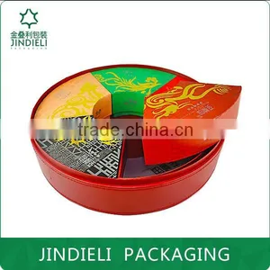 Exquisite Leather Red Round Moon Cake Box thumbnail-1