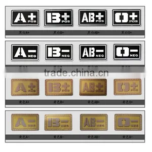 PVC Tactical Badge A/B/O/Ab+ Blood Type Patch Morale Patch Military Badges Tactical Rubber Patches For Cap Jacket thumbnail-1