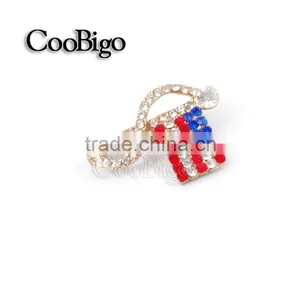 Fashion Jewelry Charming USA Flag Brooch Rhinestone Crystal Army Wedding Gift National Day Promotion Apparel Accessories thumbnail-3