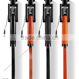 Wholesale Real Leather Monopod Selfie Stick With Foldable thumbnail-1