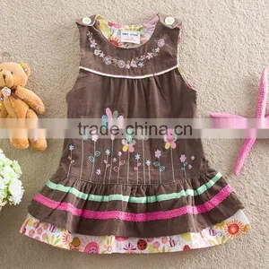 (9016#BROWN) 18M-6Y Children Wear Cotton Baby Girls Corduroy Girl Dress thumbnail-1