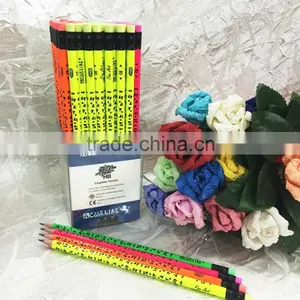 Standard Size Round Shape Soft Wood 72pcs Neon Body Heat Rolling HB Pencil With Eraser thumbnail-3