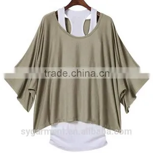 Women's Fashion Loose Casual Short Sleeve T-Shirts Batwing Sleeve Tops thumbnail-2