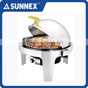 SUNNEX Stainless Steel Round Roll Top Electric Chafing Dish Set thumbnail-1