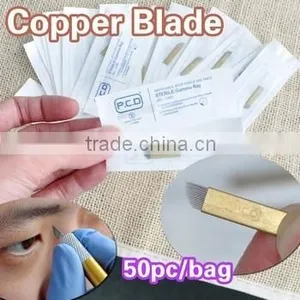 Copper Curved Blade Permanent Makeup Needles 3D Eyebrow Embroidery Manual Tattoo Pen Machine Microblading thumbnail-1