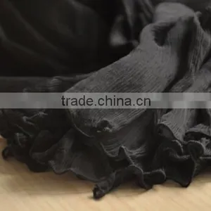 Black Color Crepe Georgette Long Silk Scarf thumbnail-4