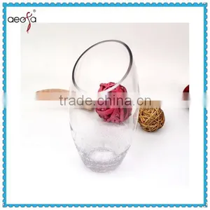 Unique Hand Blown Decorative Cylinder Clear Oval Shaped Glass Bud Vases thumbnail-1