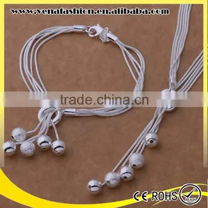 Beautiful Plated China Wholesale 925 Silver Jewelry Set thumbnail-1