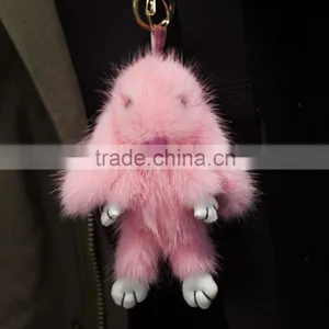Bear Shape Mink Fur Keyring/ Lovely Shape Pendant/ Rex Mink Fur Rabbit thumbnail-4