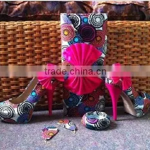 2015 Ankara Fabric Shoes and Bags/wax Shoes and Bags /Ankara Print High Heels Shoes Quality Choice Most Popular thumbnail-2