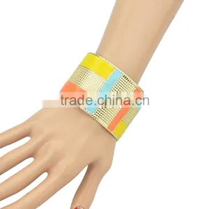 >>>4 Colors Fashion Cuff Bracelets Bangles Exaggerated Gold Color With Colorful Enamel Bracelets New 2015/ thumbnail-6