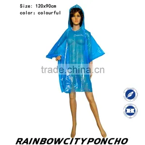 Promotinal PE Poncho Rain Cape Raincoat With Logo Print Two Place Two Position Logo Print thumbnail-3