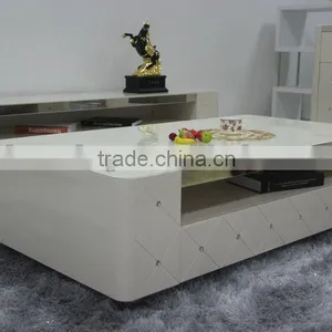 Elegant Crystal High Glossy Coffee Table 1612 thumbnail-1