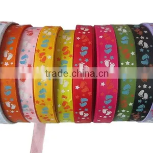 1'' Footprints and Little Star Printed Grosgrain Ribbon thumbnail-1