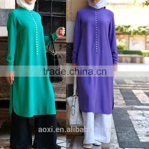 Oem Supplier Split Side Fashion Design Long Sleeve Pearl Chiffon Muslim Women Party Dress thumbnail-1