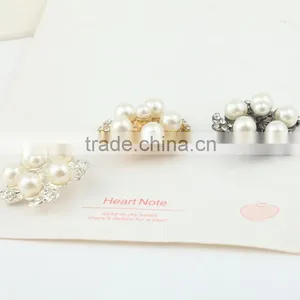 Flower Shape Decorative Vintage 888Crystal Rhinestone Button With Plastic Pearl for Wedding Bouquet thumbnail-3