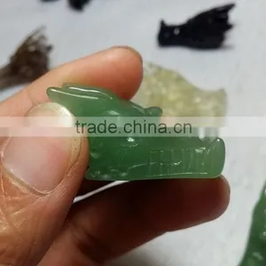 Nice Natural Green Aventurine Dragon Skull,hand Caved Crystal for Gift thumbnail-3