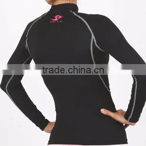 China Facotry Price Womens Skin Tight Compression Baselayer T Shirt Running Black Top thumbnail-2