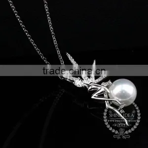 925 Sterling Silver Flower Fairy Pearl Creative Pendant Necklace Fashion Women Necklace Jewelry 6360456 thumbnail-2