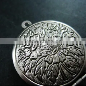 27mm Vintage Style Antiqued Silver Flower Photo Locket Pendant Charm DIY Supplies 1113026 thumbnail-6