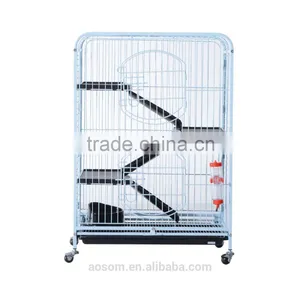 Pawhut 37" 4 Level White Indoor Metal Small Animal Cage Hutch thumbnail-1
