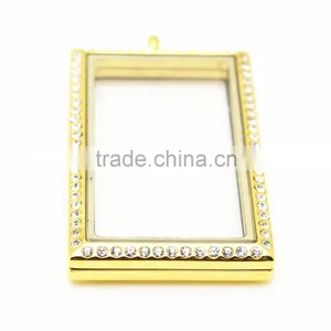 Rectangle Crystal Lockets Stainless Steel thumbnail-5