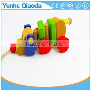 Colorful Pull Along Wiggles Dog Wooden Toy Wiggles as You Pull They Make a Clicking Sound and Make a Fun Baby thumbnail-3