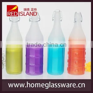 NEW COLOURED GLASS SWING CLIP TOP ROUND BOTTLE OIL VINEGAR CORDIAL EDCO BLUE thumbnail-1