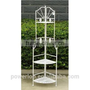 POWERLON Shabby Chic Durable 3-tier Metal Corner Garden Shelf Flower Plant Stand Anti White thumbnail-2