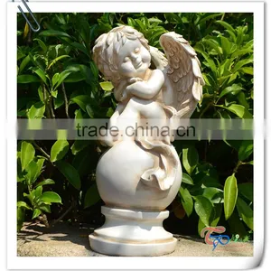 Popular White Fiberglass Resin Garden Angels Cherubs Statues thumbnail-1