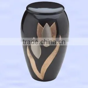 Dark Flower Designed Cremation Urn, Very Well Finish Brass Urn thumbnail-1